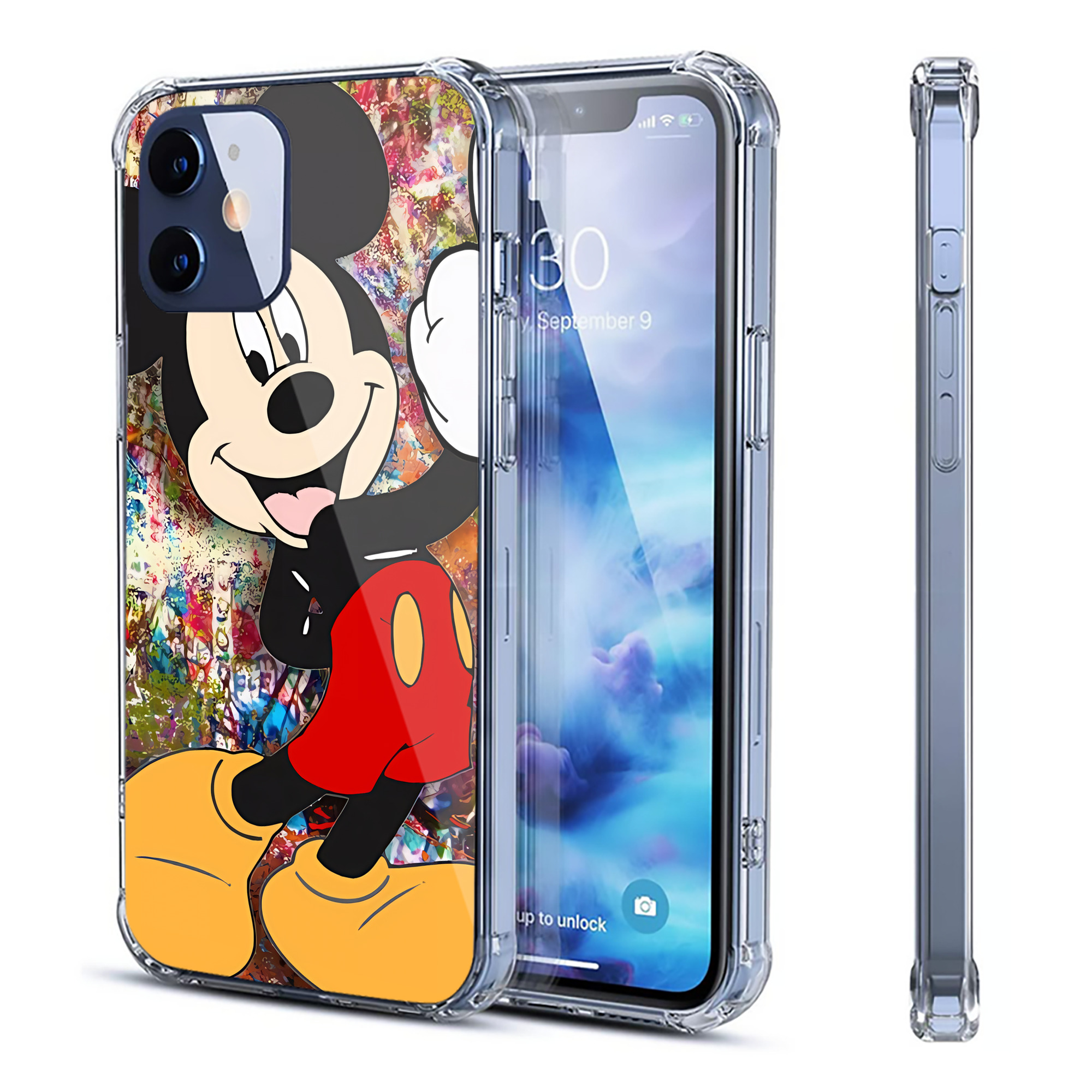 （画像用） ミッキーマウス Mickey Mouse 【iPhone 12シリーズ対応】透明スマホケース（クリアソフトケース）